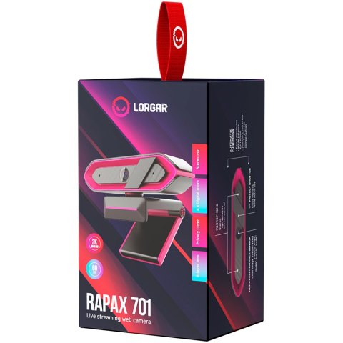 LORGAR Rapax 701, Kamerka Internetowa 2K, Różowa