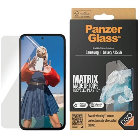 PANZERGLASS Eco MATRIX Screen Protector With D3O Samsung Galaxy A35 5G Ultra-Wide Fit w. AlignerKit