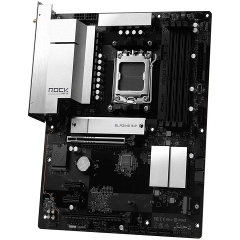 ASROCK MB Desktop B850 Rock WiFi 7, AM5, 4x DDR5, 1x PCIe 5.0 x16, 1x PCIe 4.0 x16, 1x Blazing M.2, 1x Hyper M.2, 4x SATA3, RAID