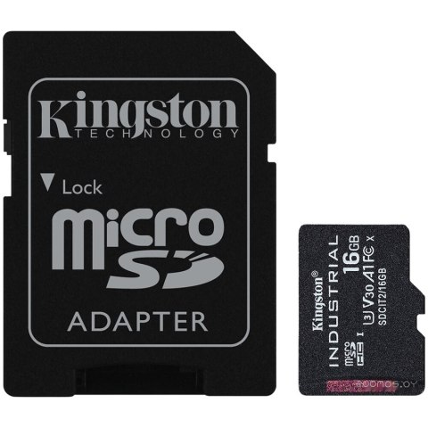 Kingston 16GB microSDHC Industrial C10 A1 pSLC Card + SD Adapter