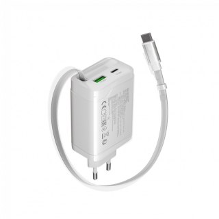 CANYON charger OnCharge 65RC Build-In Cable USB-C 65W 1xPD 1xQC EU White