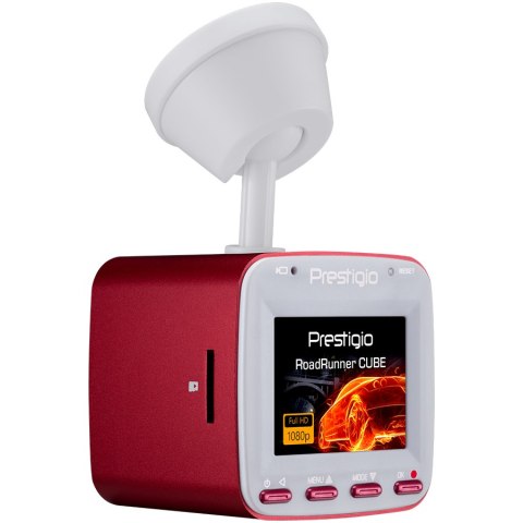 PRESTIGIO Wideorejestrator RoadRunner CUBE, FHD, WiFi, Czerwono Biały