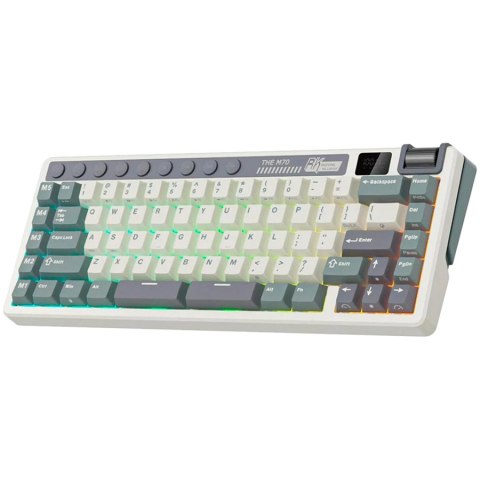 ROYAL KLUDGE RK M70 Cyan Purple Gaming Keyboard Beige switch